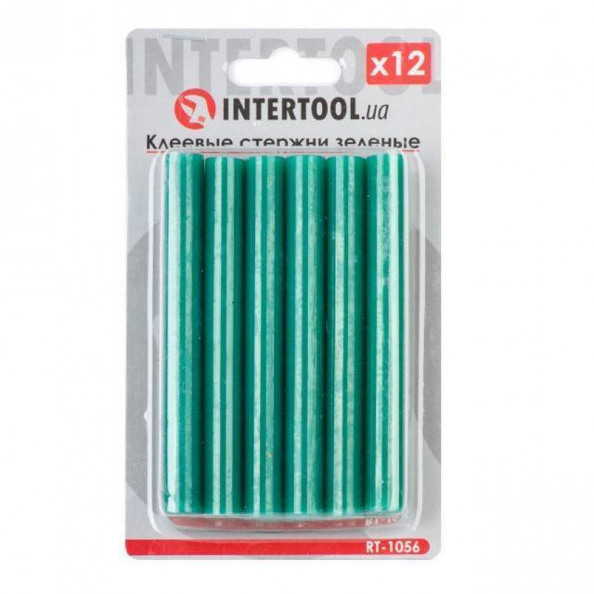 Комплект клейових стрижнів зелених, 11,2×100 мм, 12 шт. INTERTOOL RT-1056-RT-1056