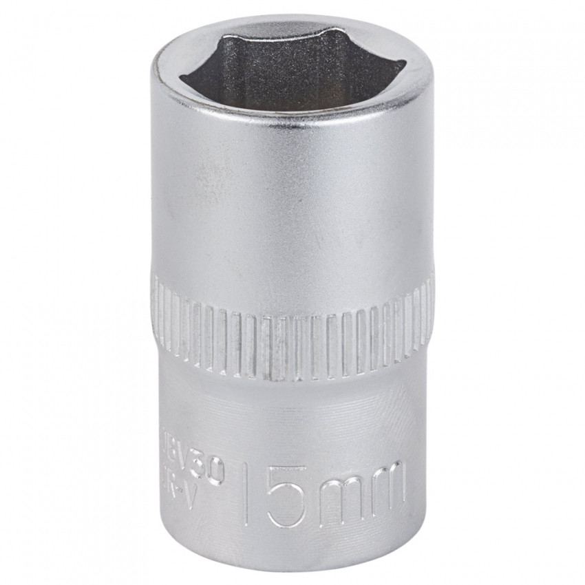 Насадка шестигранна коротка 1/2" 15мм CrV mid Sigma (6071151)-6071151