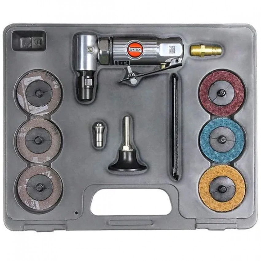 Пневмошліфмашина Suntech SM-562K Mini, 22000 об/хв, 1/4",вхід 1/4",шланг 3/8",113л/хв, 6,2Бар, набір-