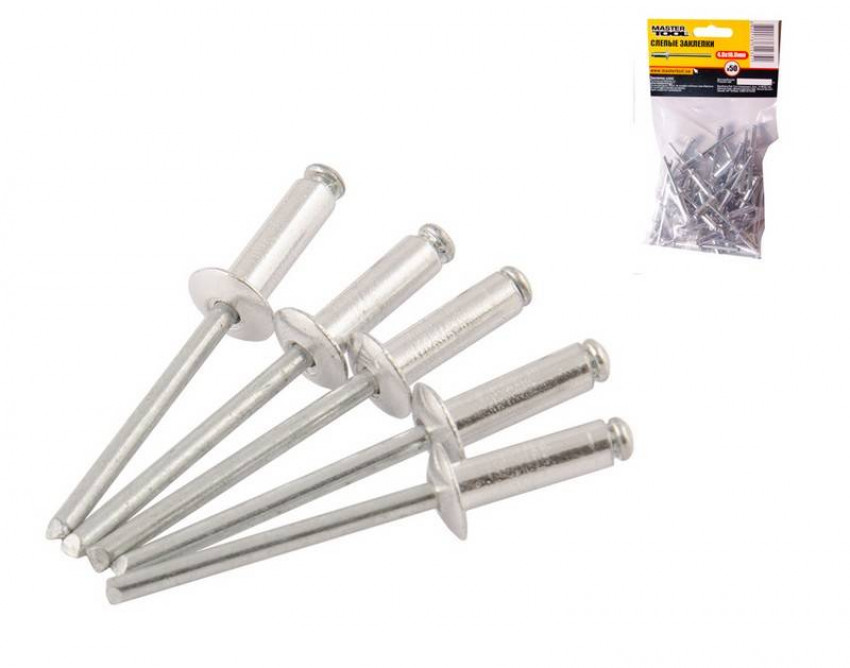 MasterTool Сліпі алюмінієві заклепки 4,8*16,00 мм, 50 шт, Арт.: 20-0600-20-0600