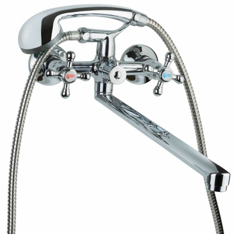 Змішувач VD 1/2" для ванни гусак прямий 400мм дивертор вбудований картриджний TAU (VD-2C261C)-VD-2C261C