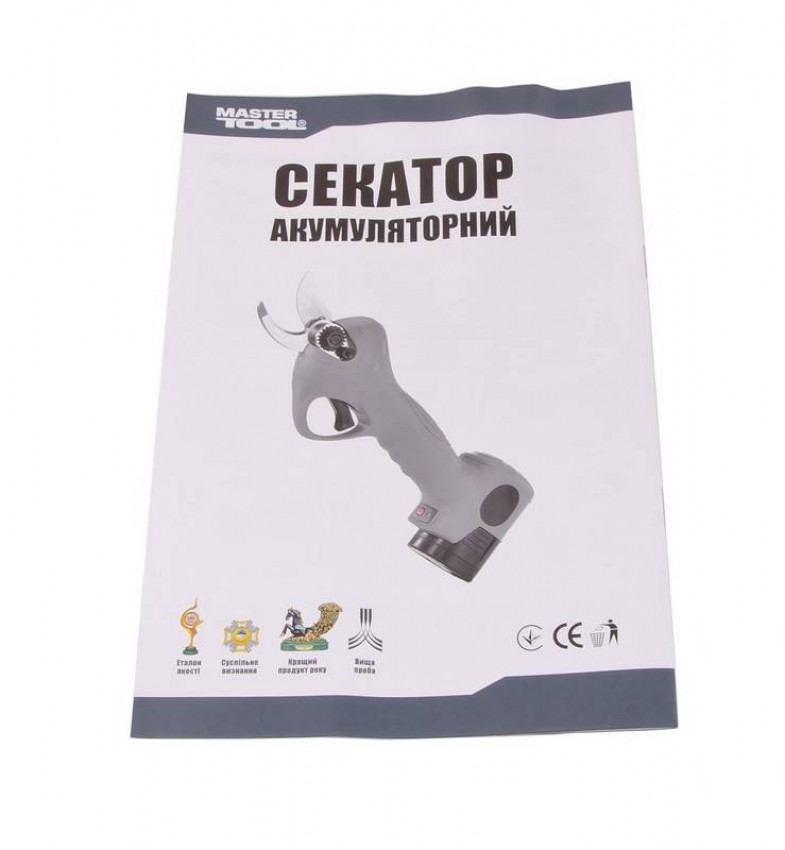Секатор акумуляторний MASTERTOOL HQ 2x16.8V Li-ion зарядний пристрій додаткові аксесуари кейс 14-6000-14-6000