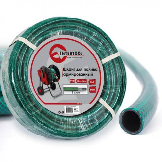 Шланг садовий, тришаровий, зелений, 1/2&quot;, 50 м, армований, PVC INTERTOOL GE-4026-[articul]