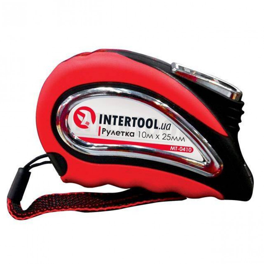 Рулетка з фіксатором 10 м * 25 мм INTERTOOL MT-0410-MT-0410
