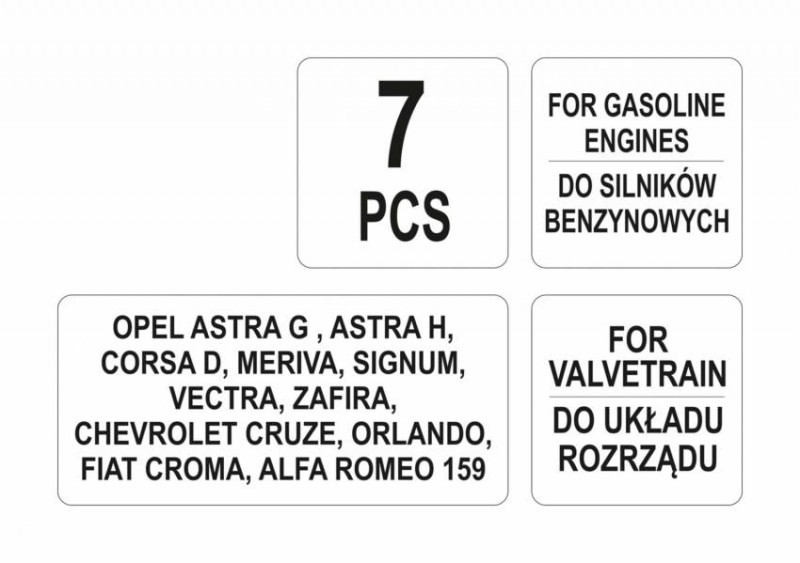 Фіксатори газорозподільної системи двигунів авто OPEL групи YATO 1.4-1.8 16V, набір, 7 шт.-YT-06005