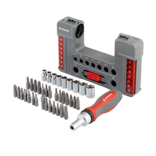 Викрутка реверсивна з комплектом насадок і головок, 38 од., STORM INTERTOOL VT-3638-VT-3638