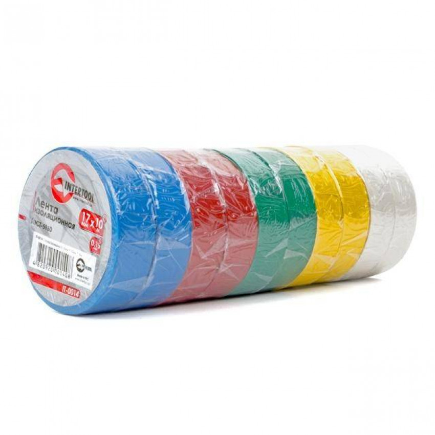 Стрічка ізоляційна 0.15мм*17мм*10м кольорова INTERTOOL IT-0014-IT-0014