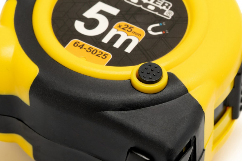 Рулетка з магнітами MASTERTOOL 5 м 25 мм нейлонове покриття 64-5025-64-5025