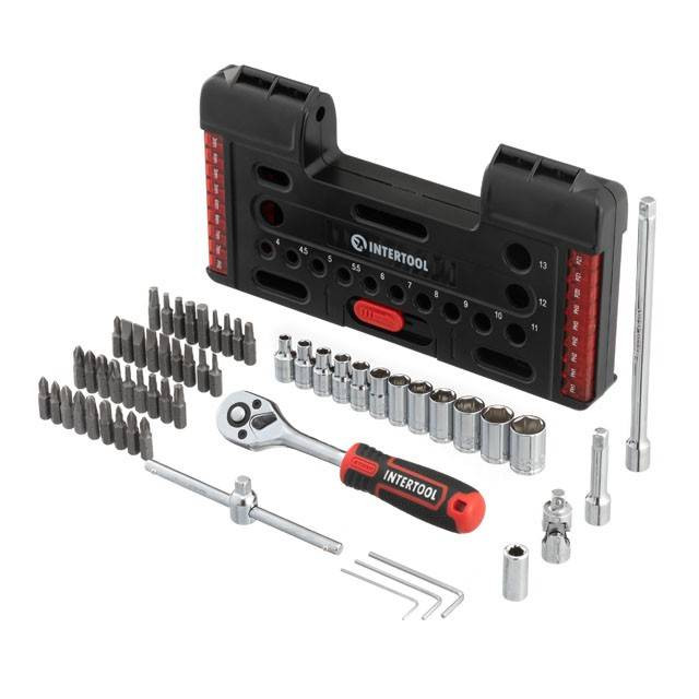 Набір викруткових насадок і головок з тріскачкою, 57 од., STORM INTERTOOL VT-3657-VT-3657