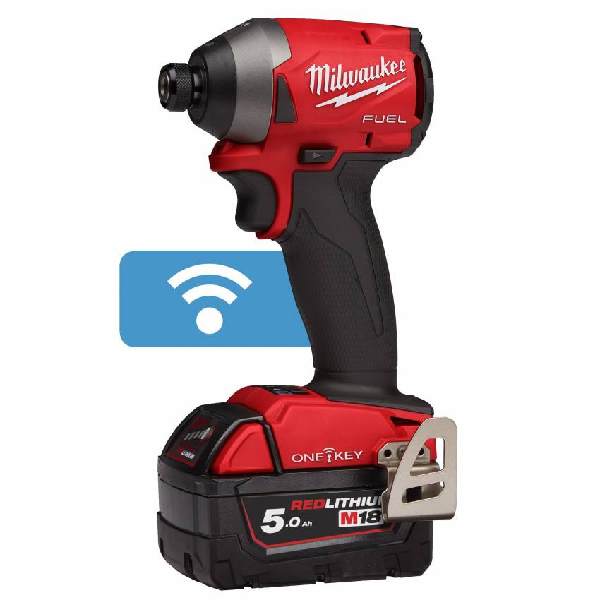 Імпульсний ударний шуруповерт акумуляторний 1/4" HEX MILWAUKEE, M18 ONEID2-502X, 226Нм (заряд.пр.,2 акум.Х5Ач, HDкейс)-4933464091
