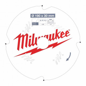 Диск пильний MILWAUKEE, Ø190/30мм/1,8мм, 4 зуб., по фіброцементу-[articul]