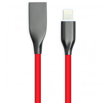 Кабель PowerPlant USB - Lightning, 1м, силікон, червоний-[articul]