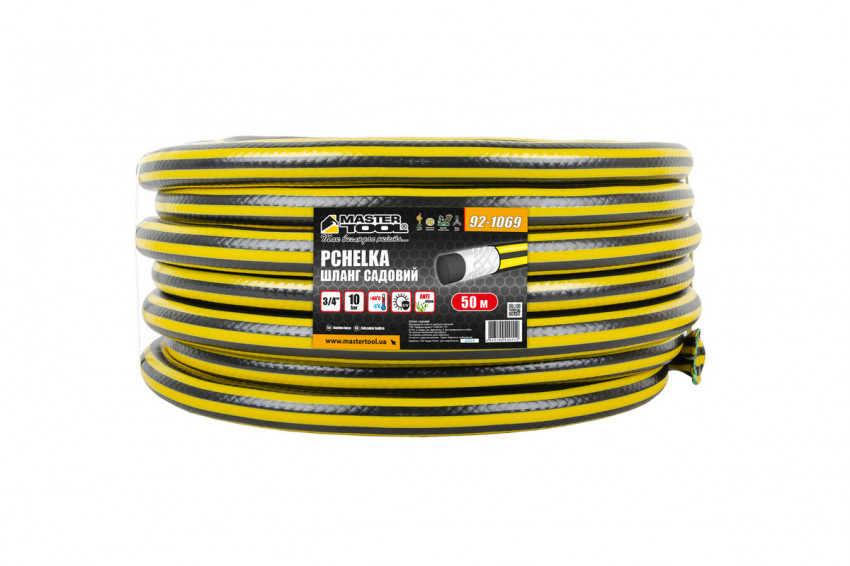 Шланг для поливу MASTERTOOL "PCHELKA" 3/4" 50 м чорно-жовтий 92-1069-92-1069