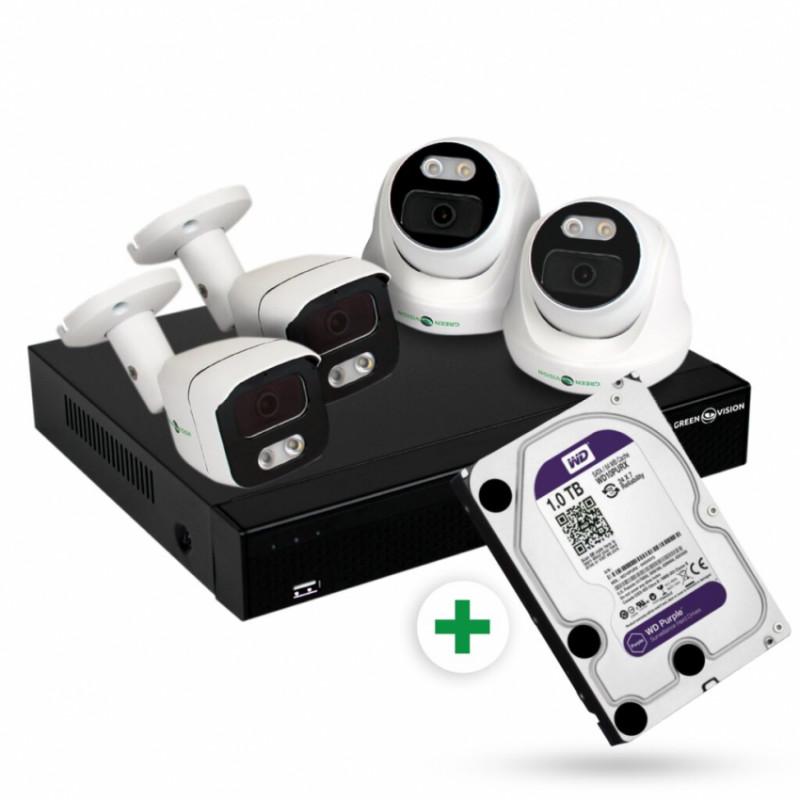 Вуличний комплект відеоспостереження GV-K-E36/04 5MP + Диск 1TB-