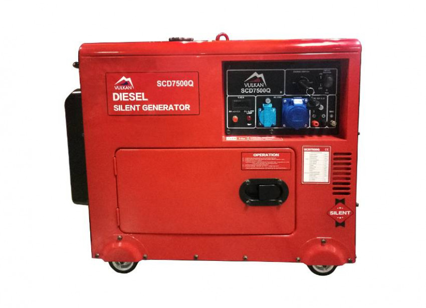 SCD7500Q дизель-генератор 1f 5,5кВт електростарт, 12,5л, колеса, капот, IP23-SCD7500Q