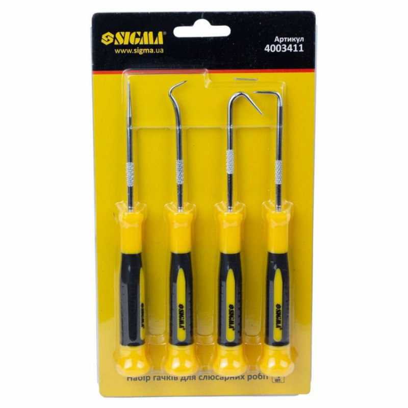 Набір гачків для слюсарних робіт 4шт Sigma (4003411)-4003411