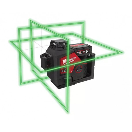 Нівелир лазерний акумуляторний 3D MILWAUKEE M12 A3PLO-401C  (360˚, зелений промінь) (ЗУ+1ак.Х4Аг+кейс)-4933499002