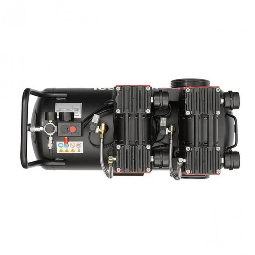 Компресор STORM 50 л, 2x1,1 кВт, 220 В, 8 aтм, 320 л/хв, 1400 об/хв, малошумний, безмасляний, 4 циліндра INTERTOOL PT-0027-PT-0027