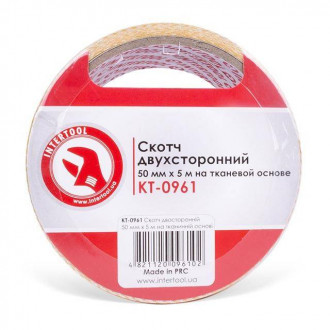 Скотч двосторонній 50мм * 5м на тканинній основі INTERTOOL KT-0961-[articul]