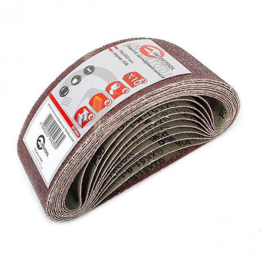 Стрічка шліфувальна , 75×533 мм, зерно K36, 10 шт. INTERTOOL BT-0403-BT-0403