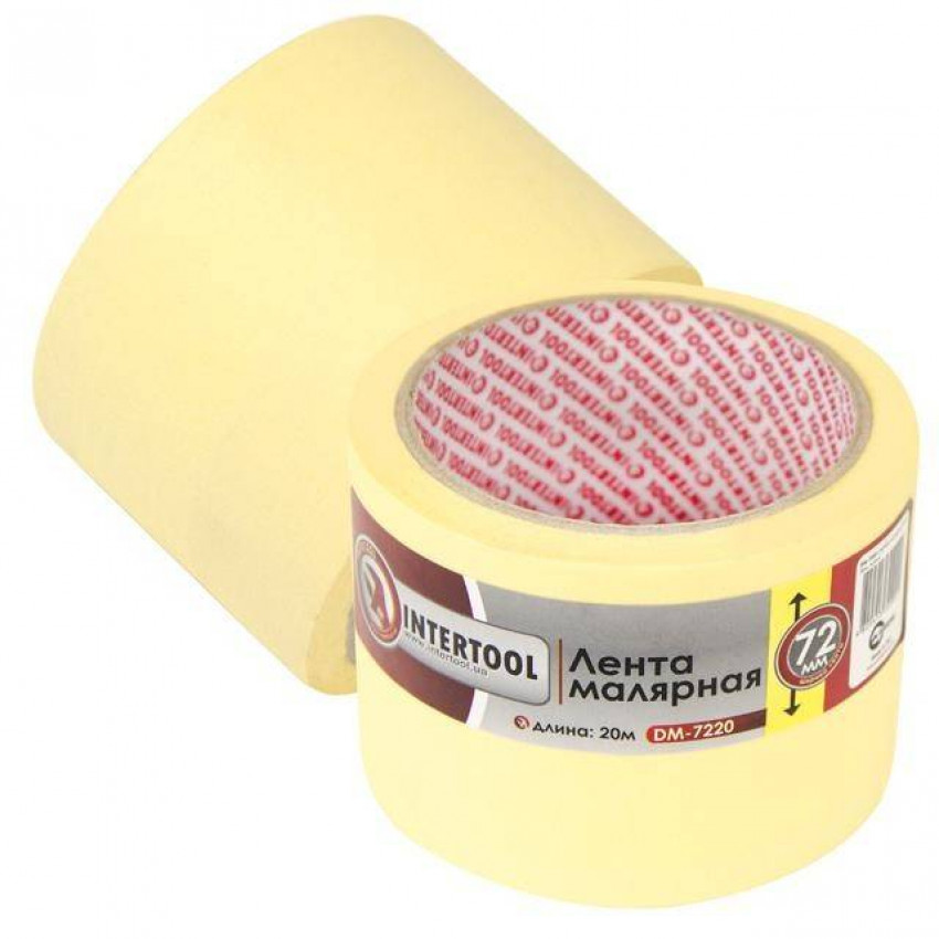 Стрічка малярна 72мм, 20м, жовта INTERTOOL DM-7220-DM-7220