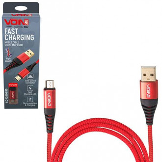 Кабель VOIN CC-4201 RD USB - Micro USB 3А, 1m, red (швидка зарядка/передача даних)-[articul]