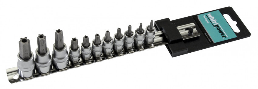 Набір головок зі вставкою Torx з отвором 1/4" і 3/8" 11од. на планці-1613-1711