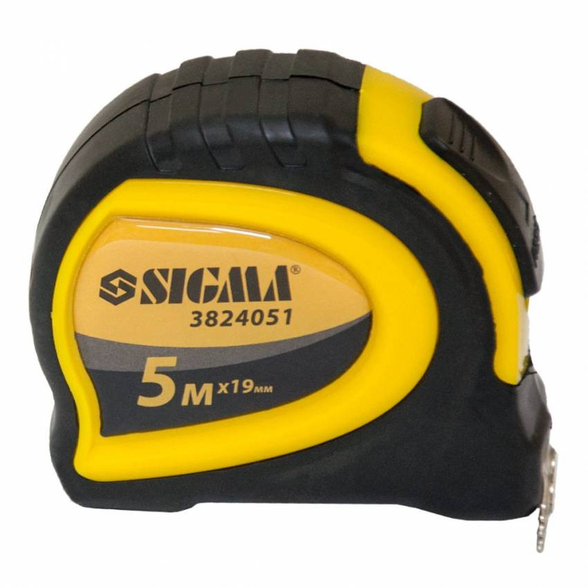 Рулетка магнітна гумова з автостопом 5м*19мм Sigma (3824051)-3824051