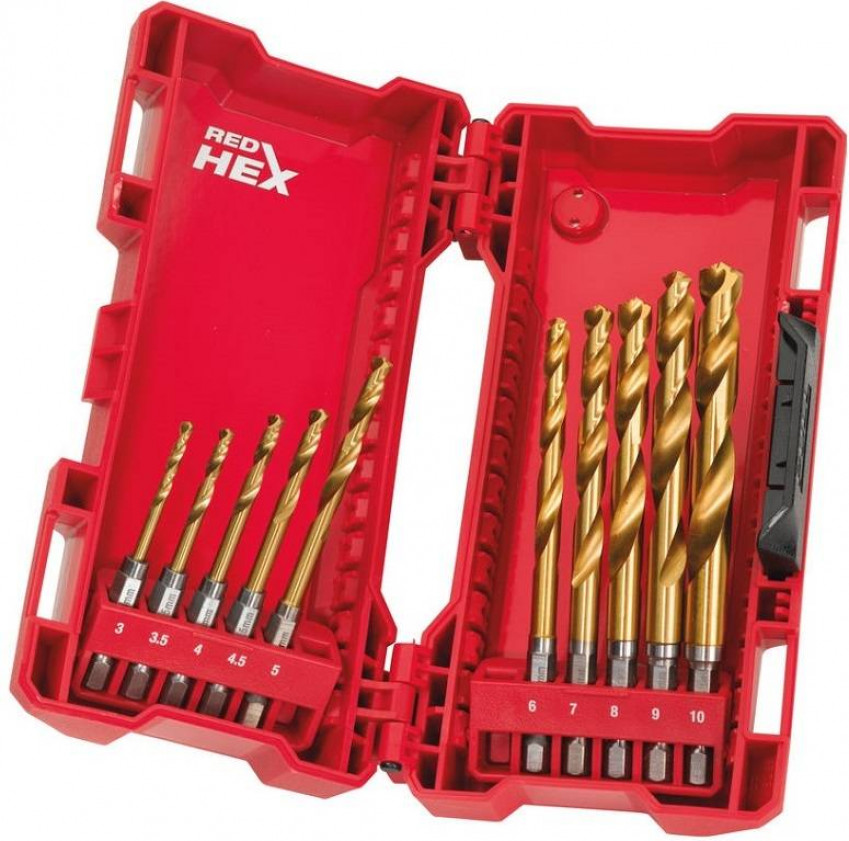 Набір свердлів по металу RedHEX HSS-G TiN MILWAUKEE, (10шт)-48894759
