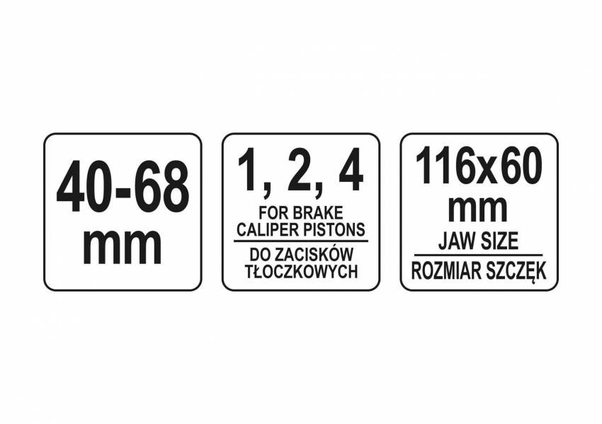 Сепаратор гальмівних циліндрів YATO: 116 х 60 мм, діапазон – 40-68 мм.-YT-06805