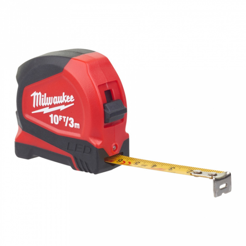 Рулетка MILWAUKEE з LED підсвіткою, 3м/10фт (12мм)-4932501678