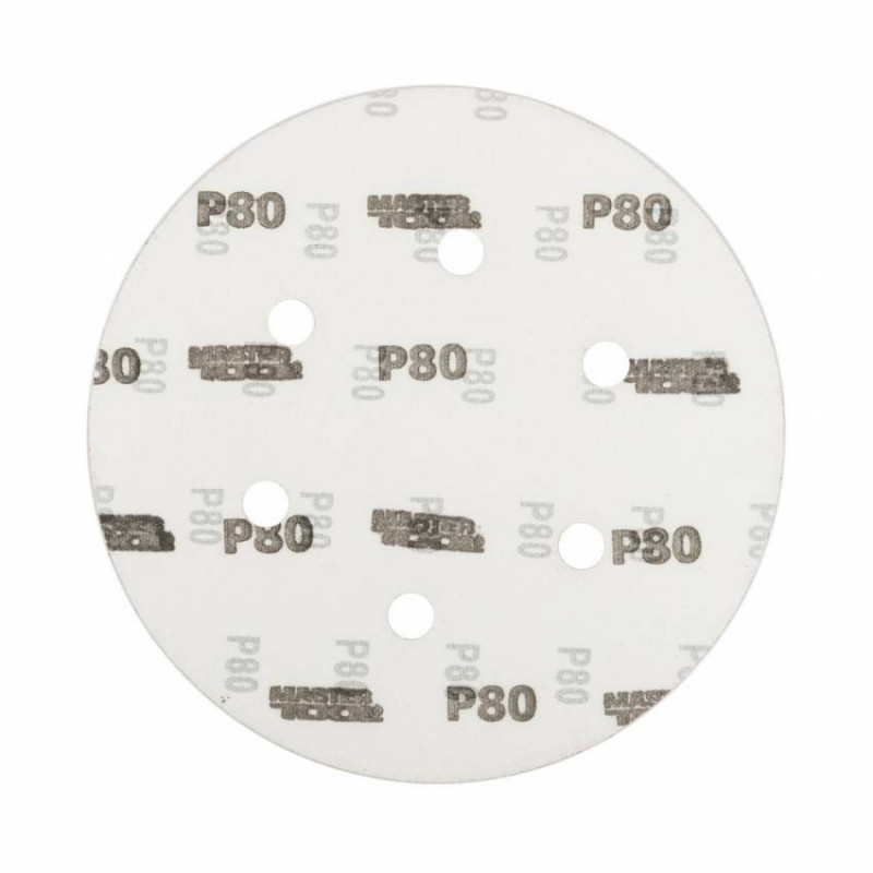 Коло шліфувальне на липучці MASTERTOOL з 6 отворами 225 мм зерно 80 5 шт 08-2008-H-08-2008-H