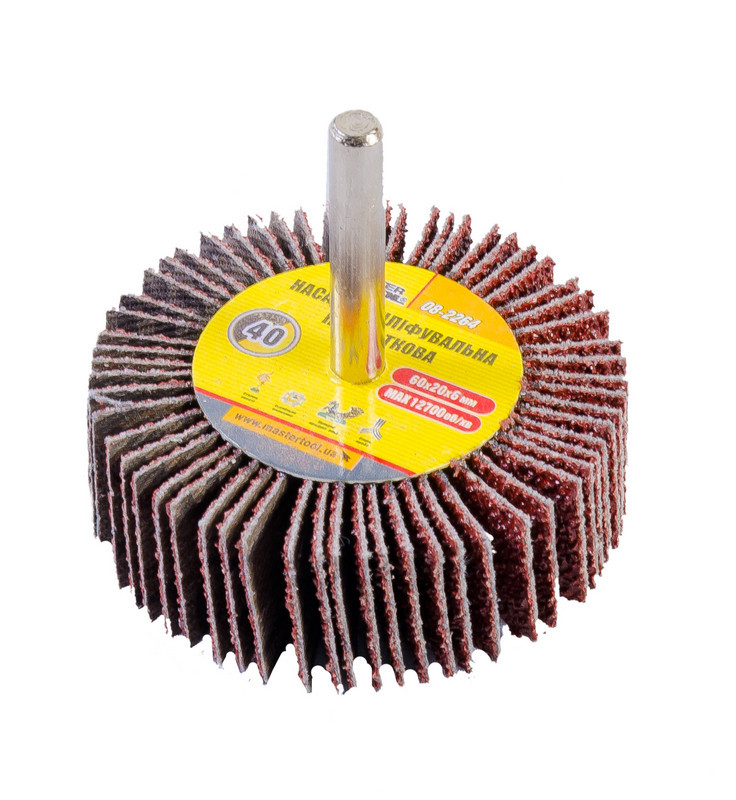 Коло шліфувальне пелюсткове MASTERTOOL зерно 40 60х20 мм зі стрижнем 6 мм 08-2264-08-2264