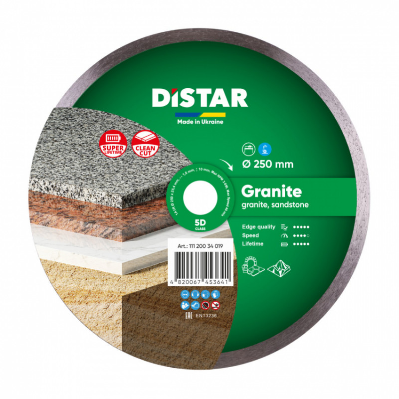 Круг алмазний вiдрiзний 1A1R 250x1,6x10x25,4 Granite-11120034019