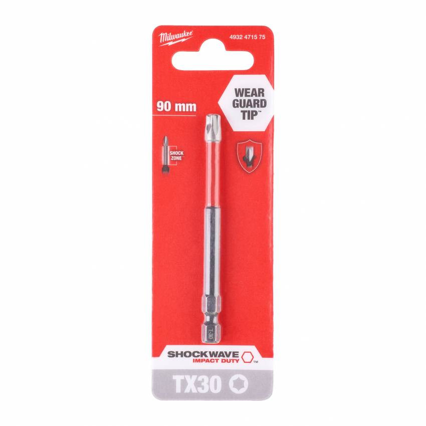 Біта SHOCKWAVE MILWAUKEE, TX30, 90мм (1шт); блістер-4932471575