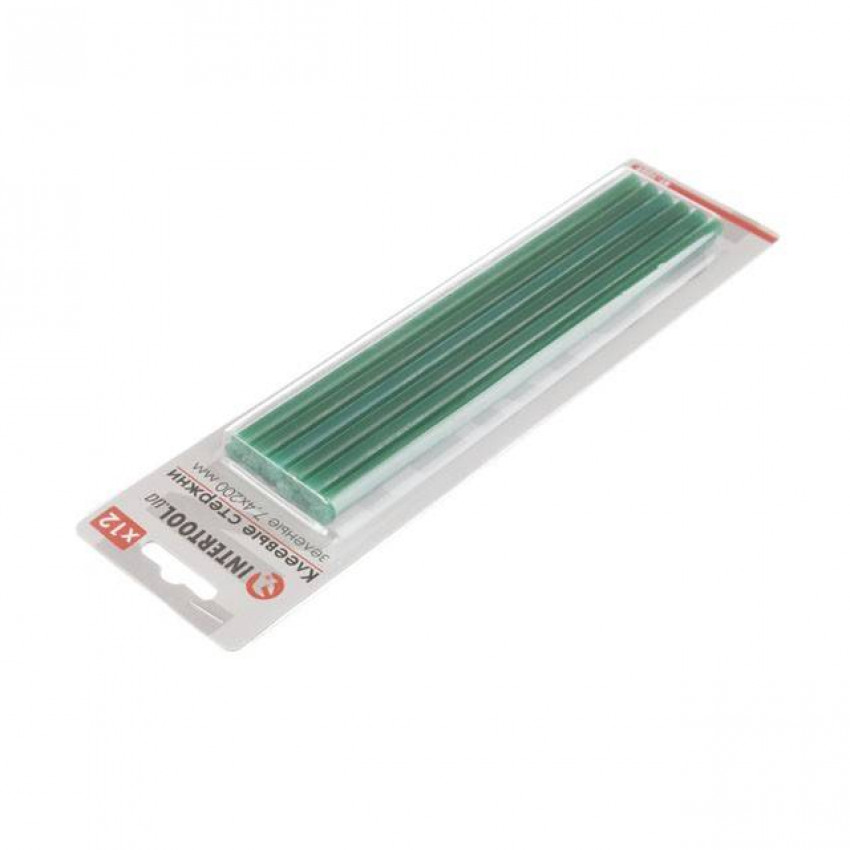Комплект клейових стрижнів зелених, 7,4×200 мм, 12 шт. INTERTOOL RT-1059-RT-1059