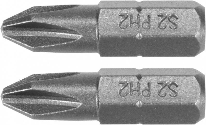 Насадка викрутка YATO: "Phillips" PH2 x 25 мм, HEX 1/4", AISI S2, 2 шт-YT-77872