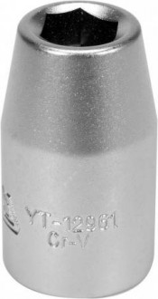 Перехідник для викруткових насадок YATO: квадрат 3/8&quot;(F) HEX= М8 мм(M), CrV [Блістер]-[articul]