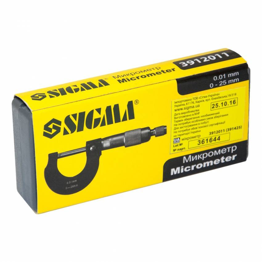 Мікрометр 0-25 мм Sigma (3912011)-3912011