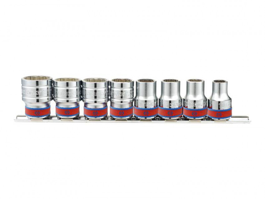Набір головок 1/2" 8 од. 12-ти грані,короткі, дюймові. на планці-4010SR