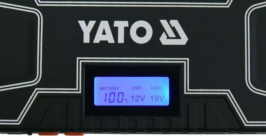 Пускова-зарядна батарея Li-Pol YATO : 12000 мАгод, 300/500 А, живлення через USB: 5В, 2А-YT-83082