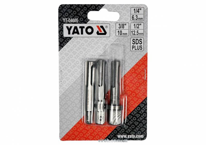 Тримачі-адаптери торцевих головок YATO: SDS > квадрат 1/4", 3/8", 1/2", 3 шт.-YT-04686