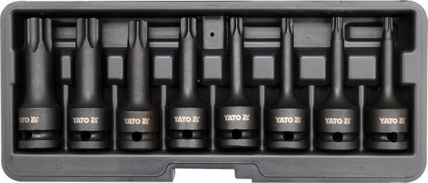 Викруткові ударні насадки YATO Torx на квадрі. 1/2", Набір 8 шт. [15], Компл.-YT-1065