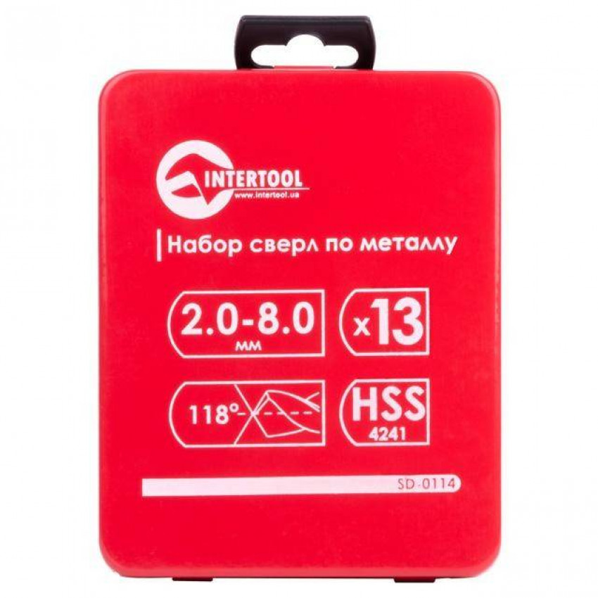Набір свердел по металу HSS, 13 шт. (2,0-8,0 мм), полірована сталь INTERTOOL SD-0114-SD-0114
