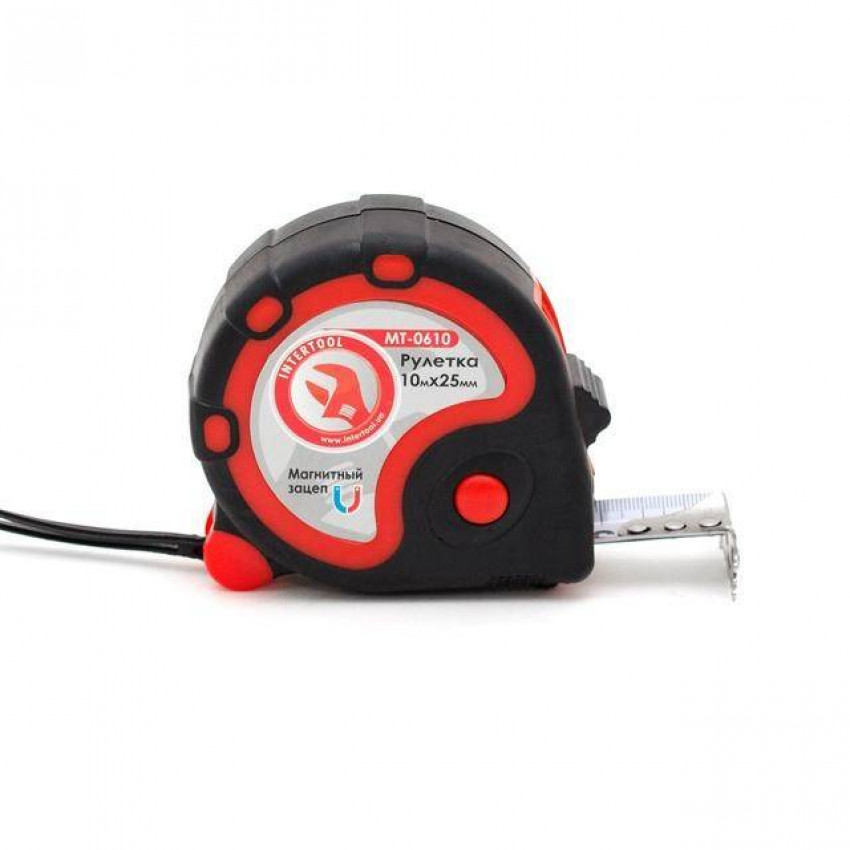 Рулетка із металевим полотном 10 м x 25 мм INTERTOOL MT-0610-MT-0610