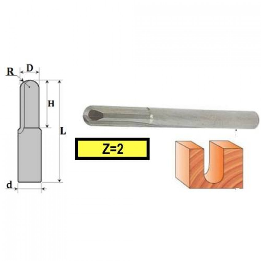 Фреза Сферична прямозуба z2, D3, H12, d3, L40 03-604-031-03-604-031