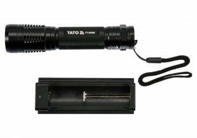 Ліхтар світлодіодний (XPG3 CREE) YATO, акумулят. Li-Ion-2.2A, Р = 6 Вт, Ф = 500 lm. Ø = 28 мм x 120 мм-[articul]