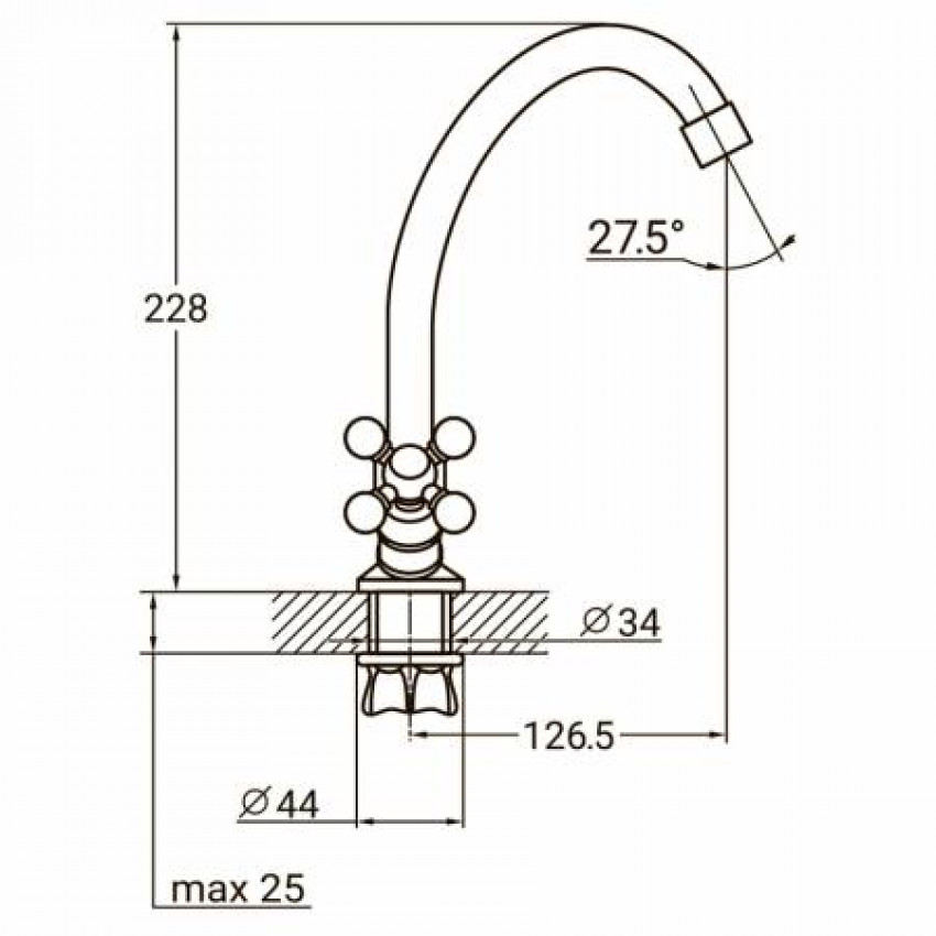Змішувач QM 1/2" для кухні економ на гайці AQUATICA (QM-1B159C)-QM-1B159C