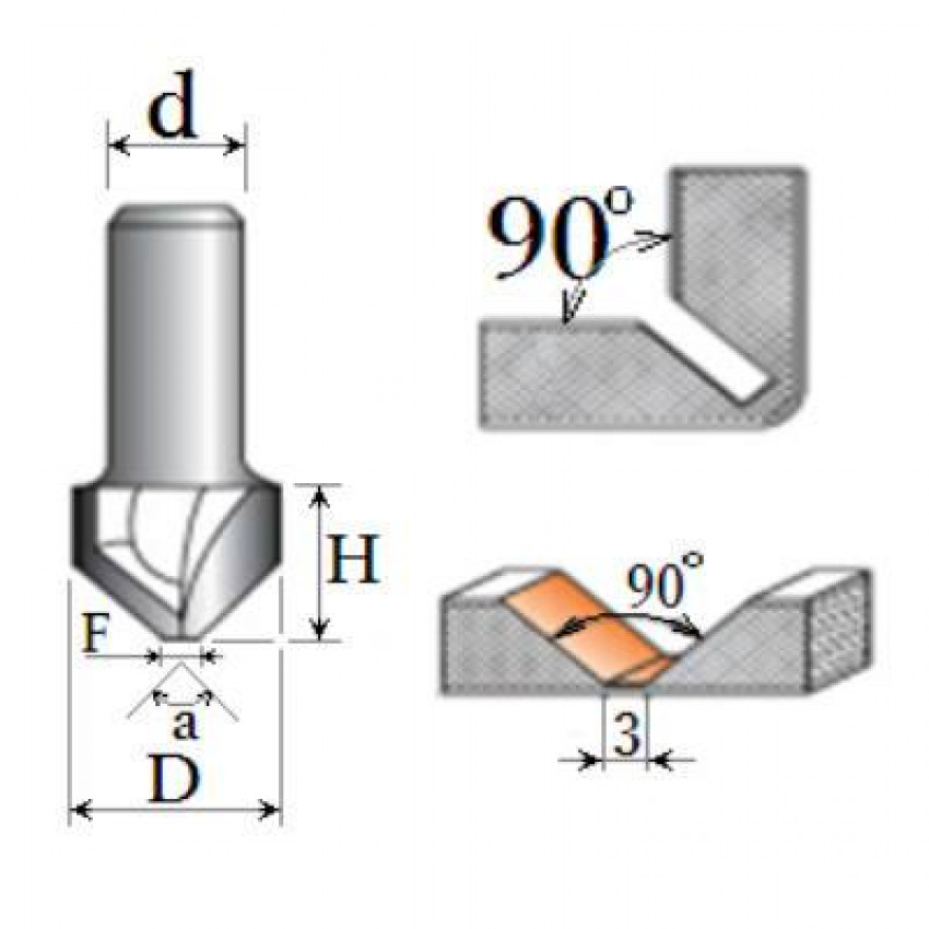 Фреза Пазова V-подібна №1004 composit F=2мм (O135, D22, h10) 08-034-135-08-034-135