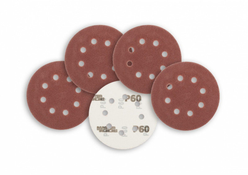 Коло шліфувальне на липучці MASTERTOOL з 8 отворами 125 мм зерно 60 5 шт 08-2506-H-08-2506-H